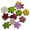 Set 24 decoruri din lemn 3.5 cm, flori variate colorate