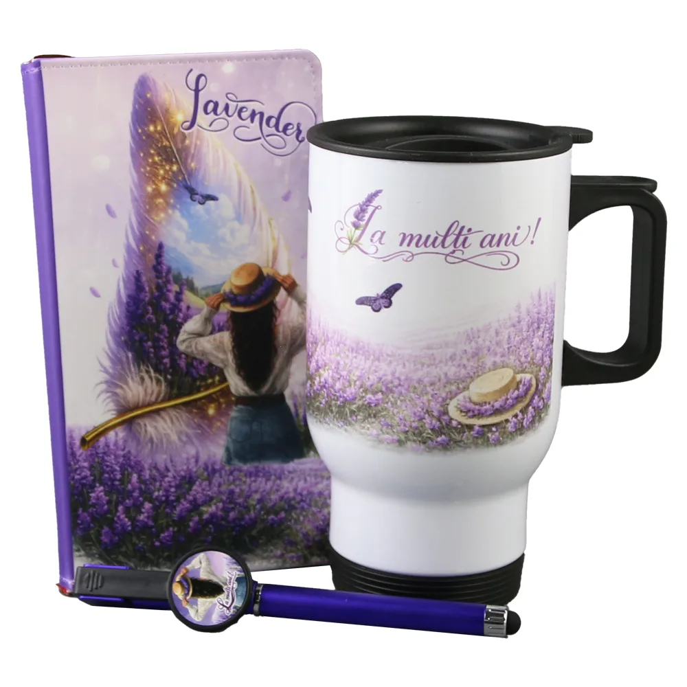Set cadou "La multi ani!", 3 piese, Lavanda - imagine 2