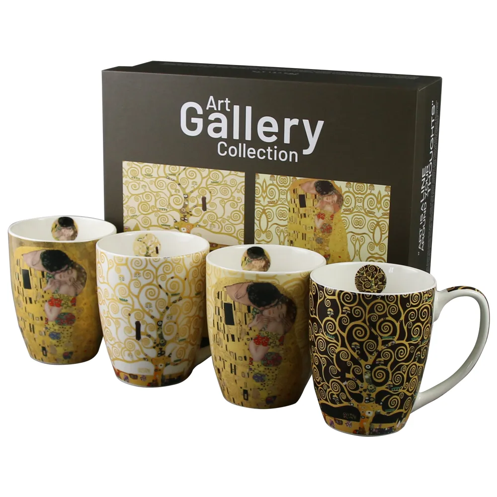Set 4 cani din portelan 360 ml, "Art Gallery" de Gustav Klimt - imagine 2