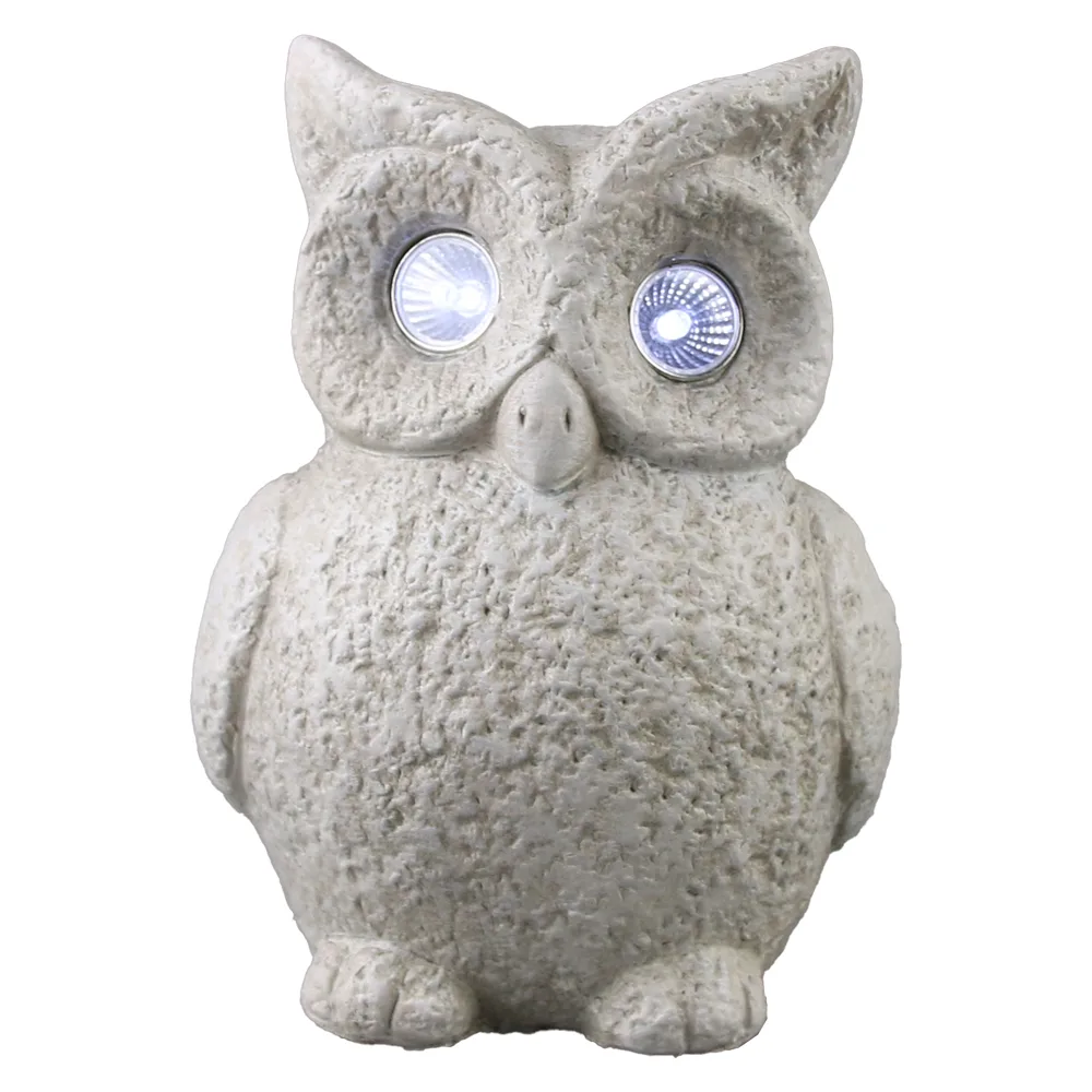 Figurina Bufnita din ceramica, lampa solara 12 x16 cm