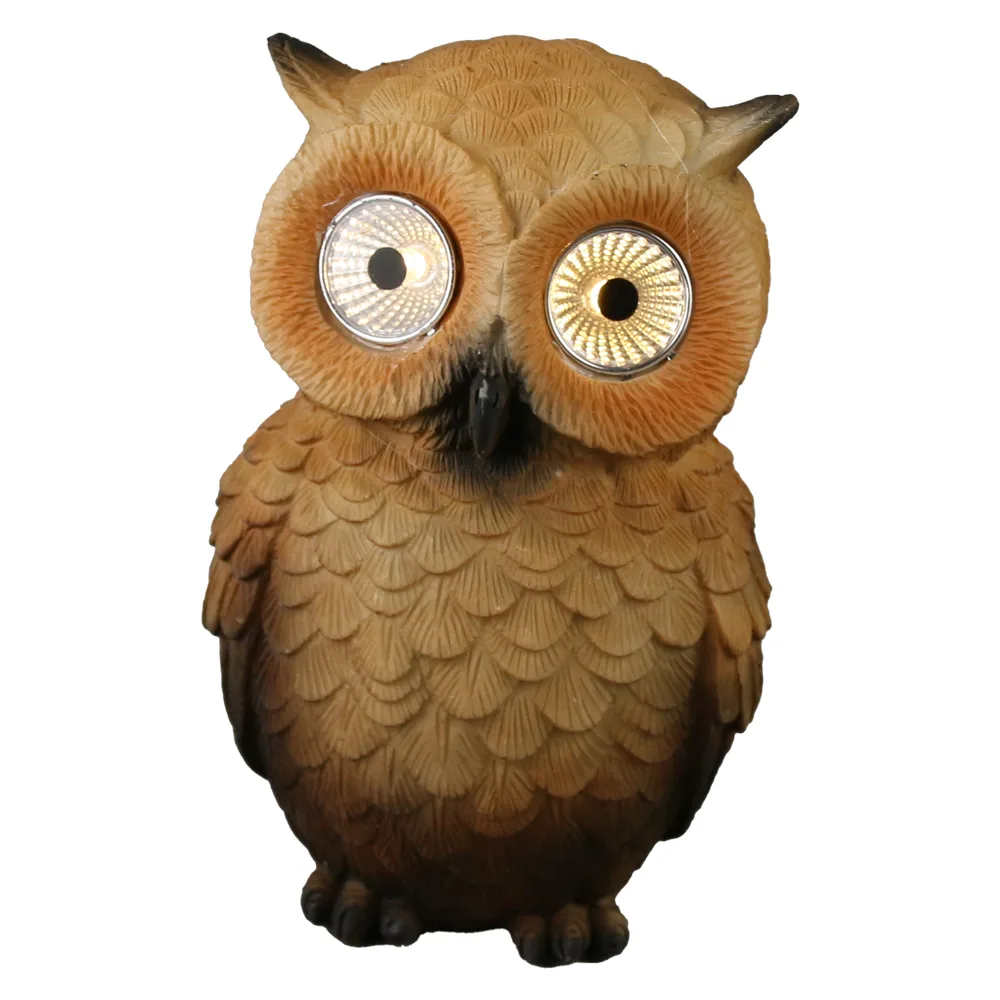 Figurina Bufnita din rasina, cu lampa solara, 13 cm