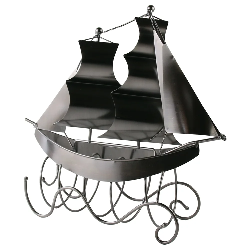 Suport sticla de vin, din metal - Corabie 33 x 11 x 34 cm - imagine 2