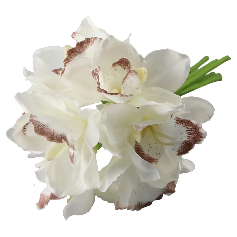 Buchet artificial cu orhidee 27 cm, Roz/Alb - imagine 2