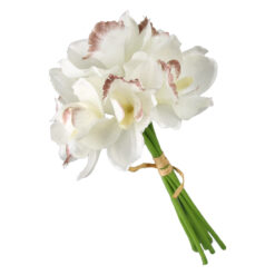 Buchet artificial cu orhidee 27 cm, Roz/Alb - imagine 3