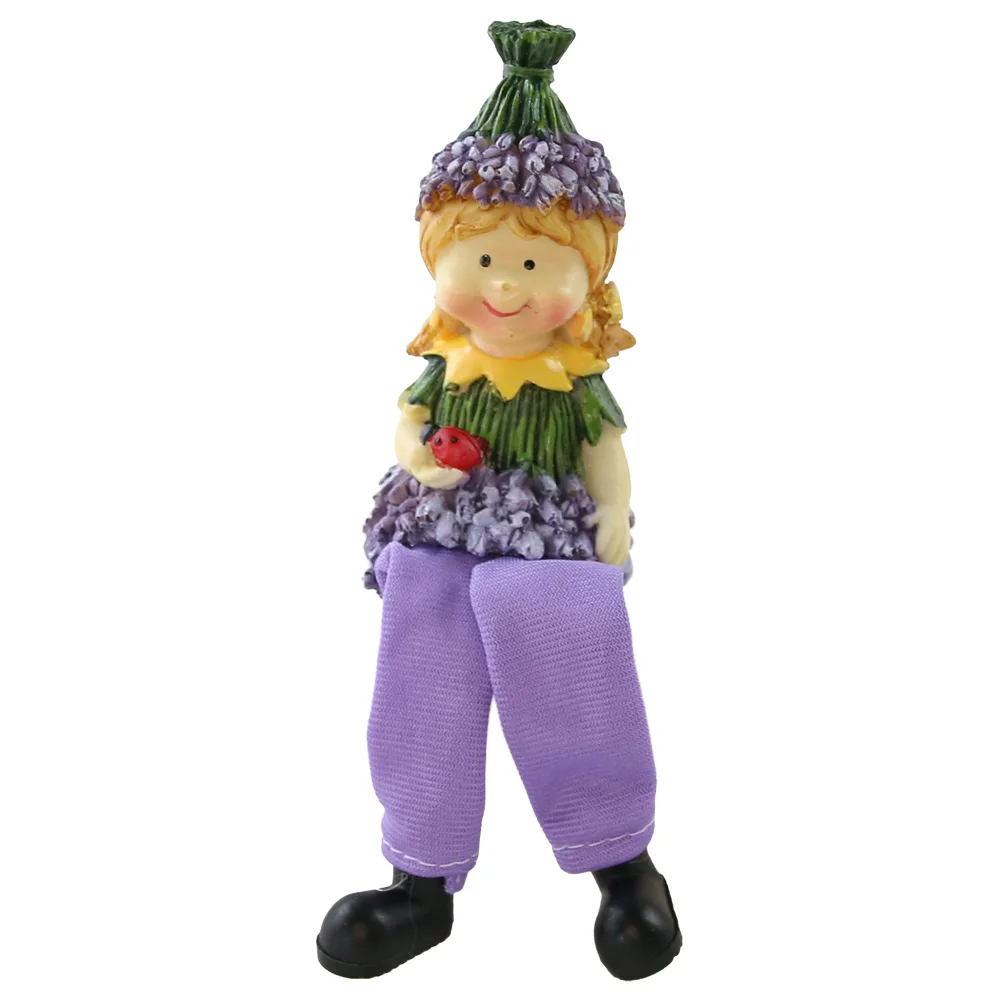 Figurina decorativa din rasina cu picioare mobile 17 cm fata / baiat lavanda, modele asortate