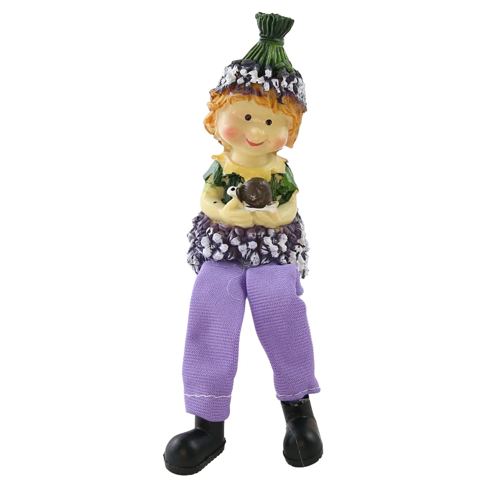 Figurina decorativa din rasina cu picioare mobile 17 cm fata / baiat lavanda, modele asortate - imagine 2