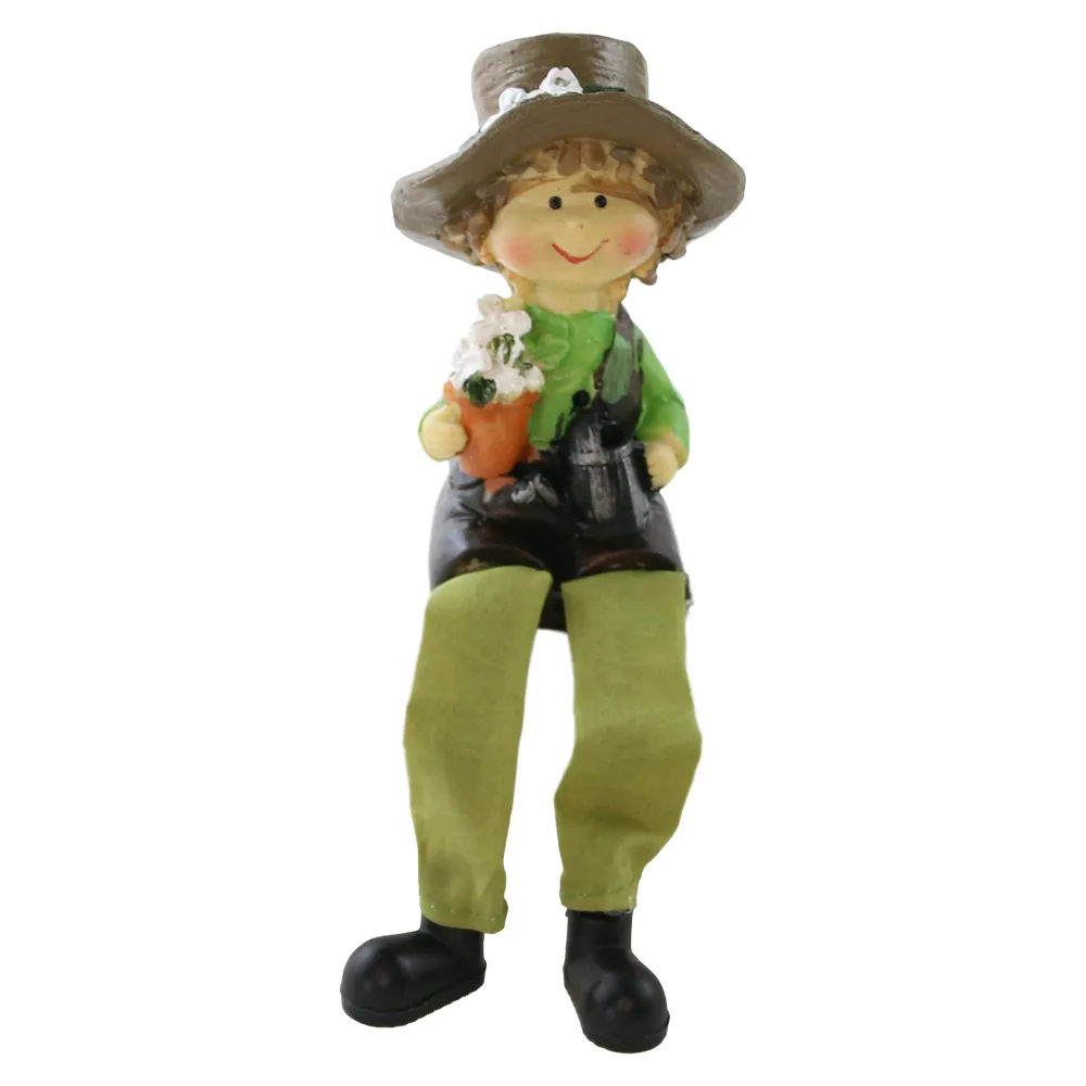 Figurina decorativa din rasina cu picioare mobile 18 cm fata / baiat, modele asortate - imagine 2