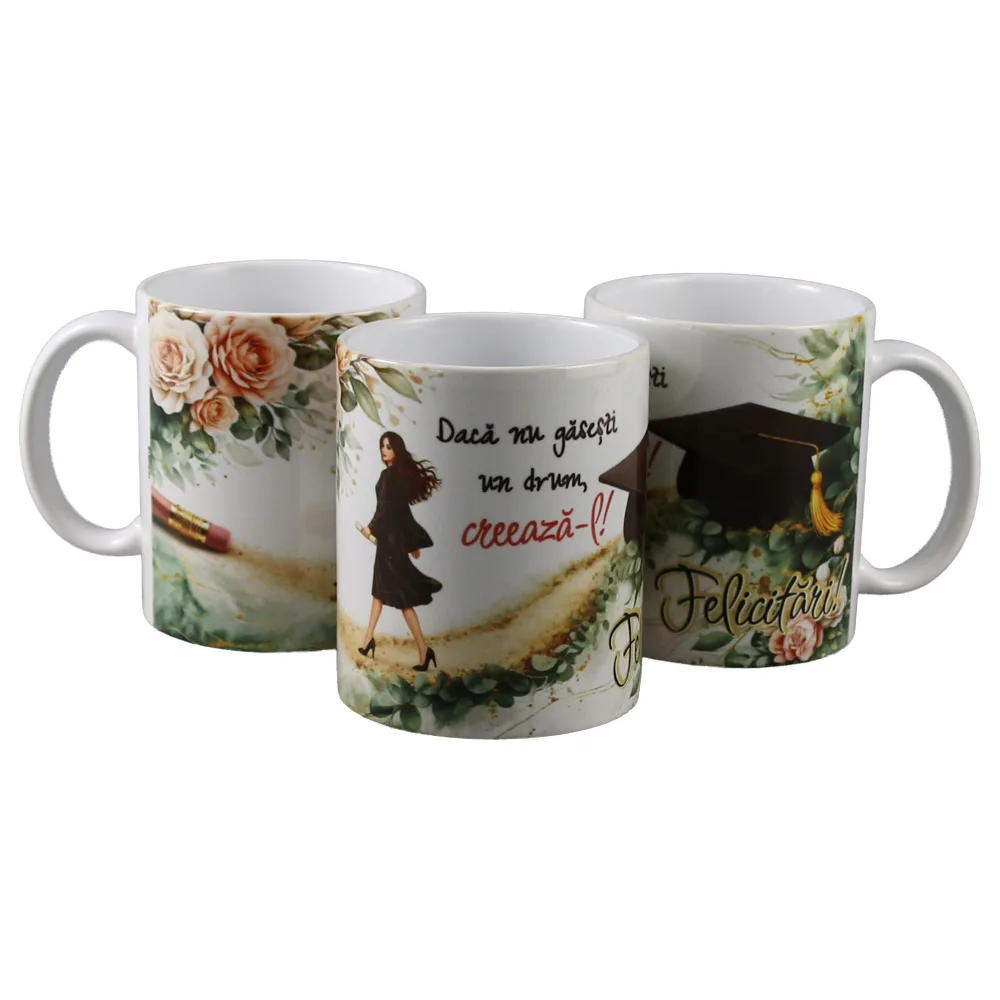 Cana ceramica pentru absolvire "Daca nu gasesti un drum, creeaza-l!" 330 ml - imagine 2