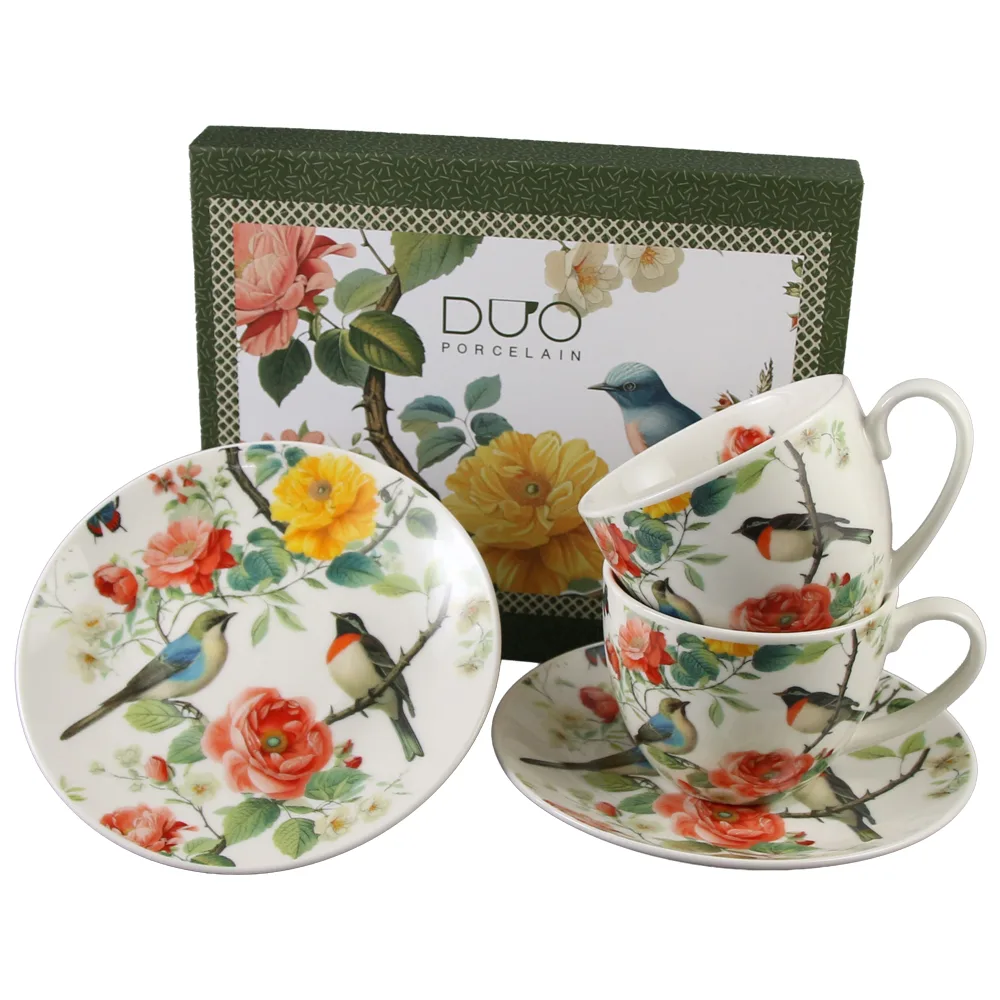 Set 2 cesti cu farfurii din portelan 270 ml "April" in cutie decorativa - imagine 2