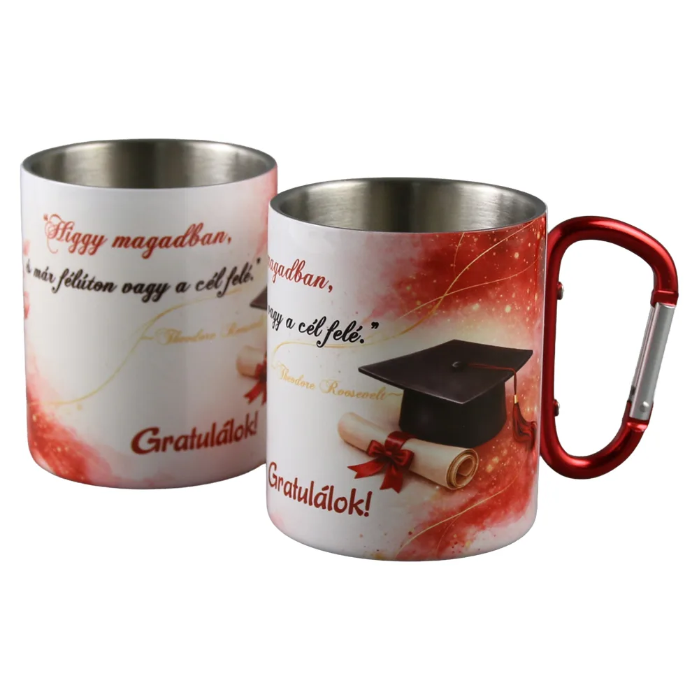 Cana metalica cu carabina pentru absolvire "Higgy magadban..." 240 ml