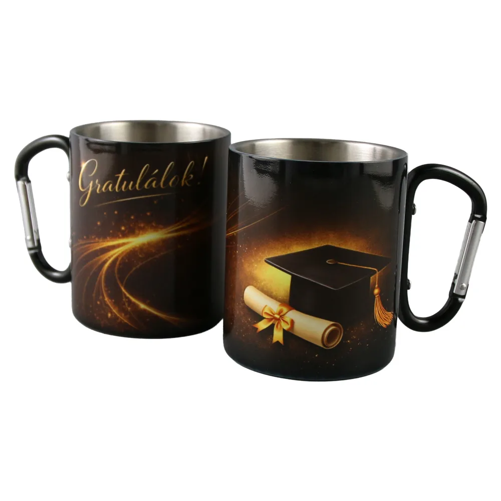 Cana metalica cu carabina pentru absolvire "Gratulalok!" 240 ml, Toca
