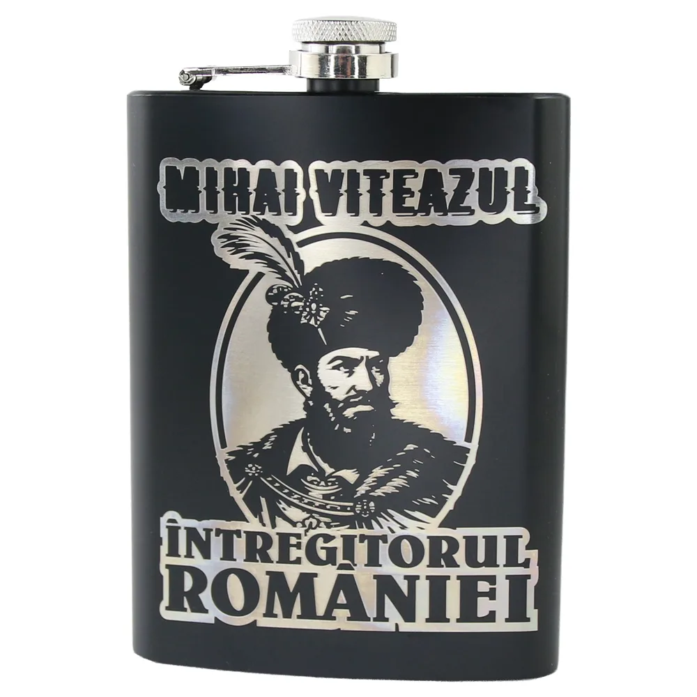 Plosca metalica gravata 220 ml "Mihai Viteazul, Intregitorul Romaniei"
