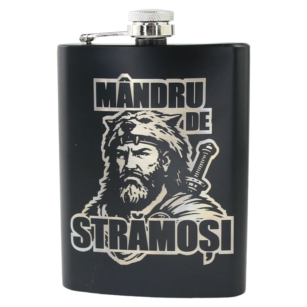 Plosca metalica gravata 220 ml "Mandru de Stramosi"