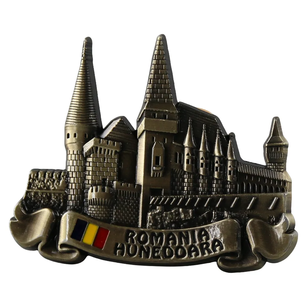 Magnet de frigider metalic "Romania / Hunedoara" 7 x 5.5 cm - imagine 2