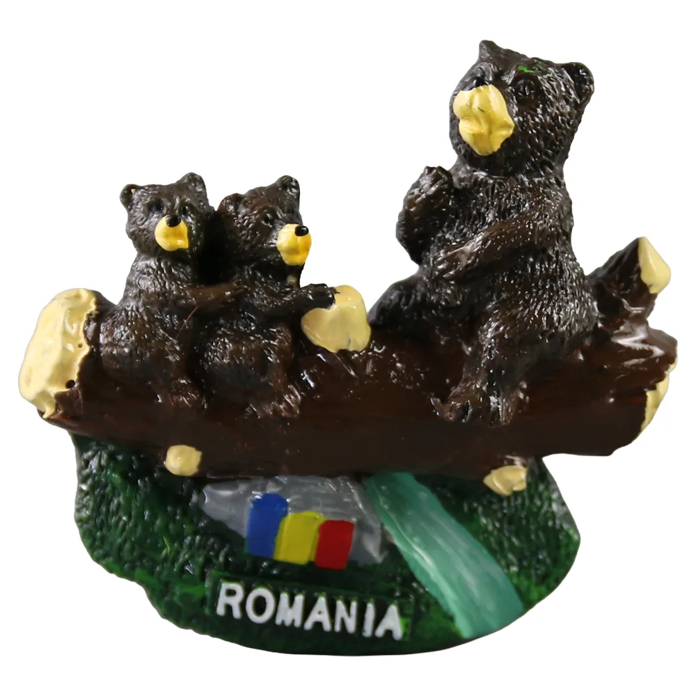 Magnet frigider din rasina "Romania" 6 x 5.5 cm, Ursuleti