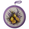 Decor de perete rotund din ceramica 17 cm cu lamai si lavanda