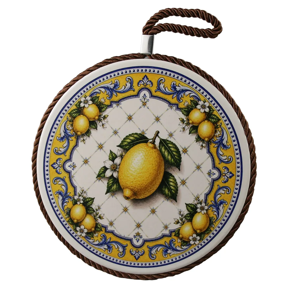 Decor de perete rotund din ceramica 17 cm cu lamai