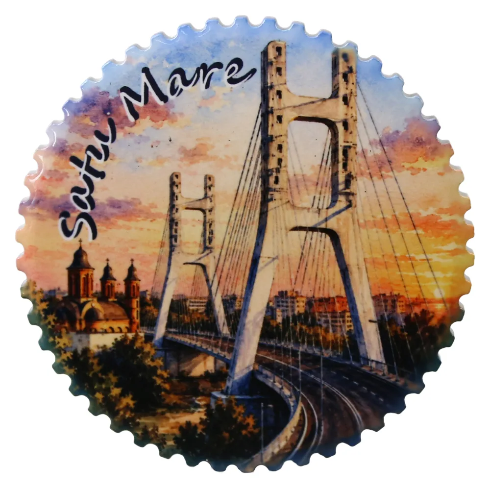 Magnet de frigider rotund din ceramica Satu Mare 7 cm