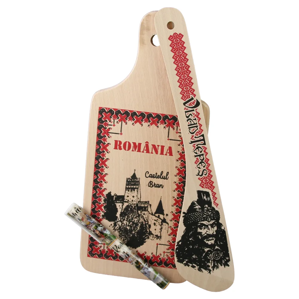 Set ustensile de bucatarie cu pix Castelul Bran si Vlad Tepes 3 piese