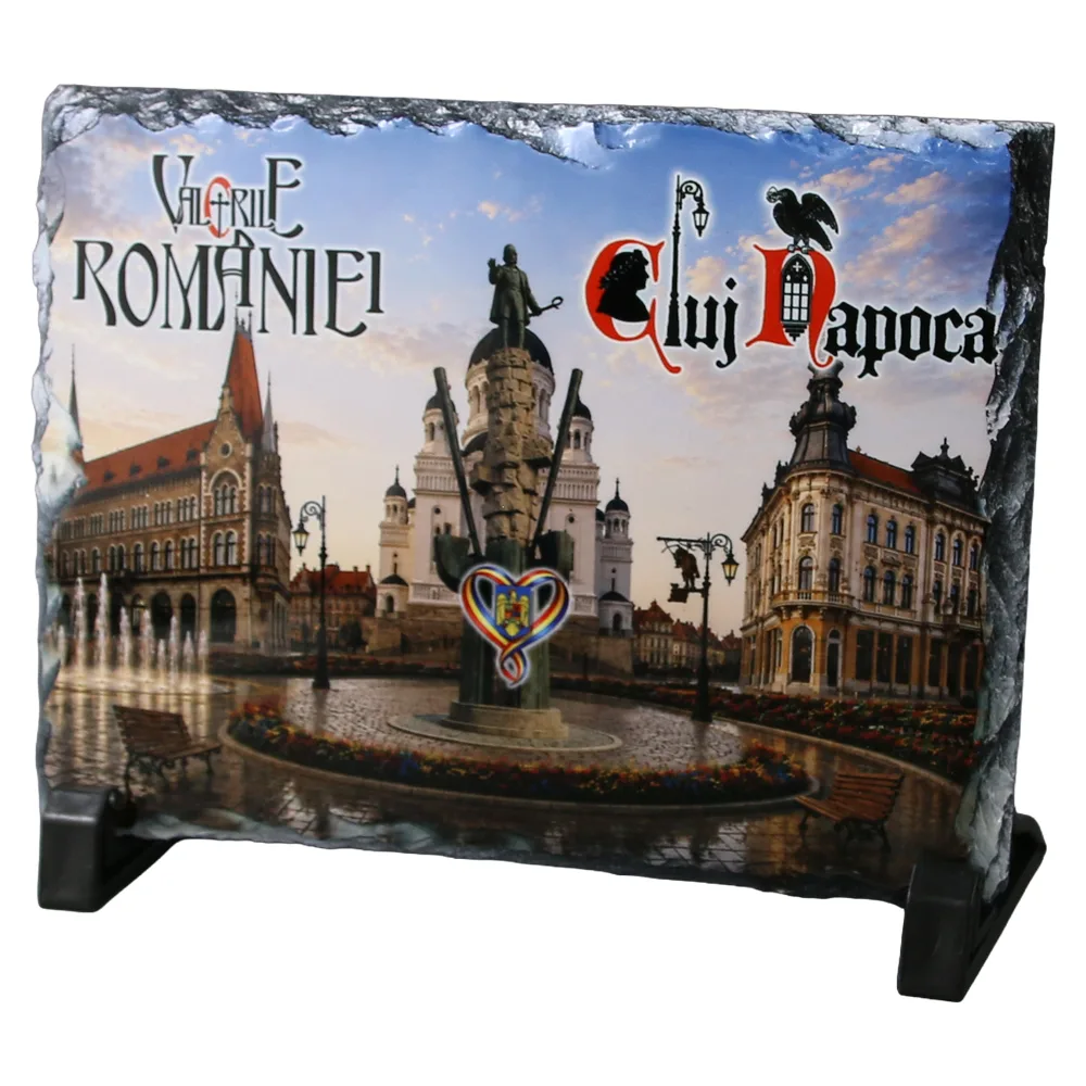 Placa din ardezie Cluj-Napoca 19 x 14 cm, Valorile Romaniei
