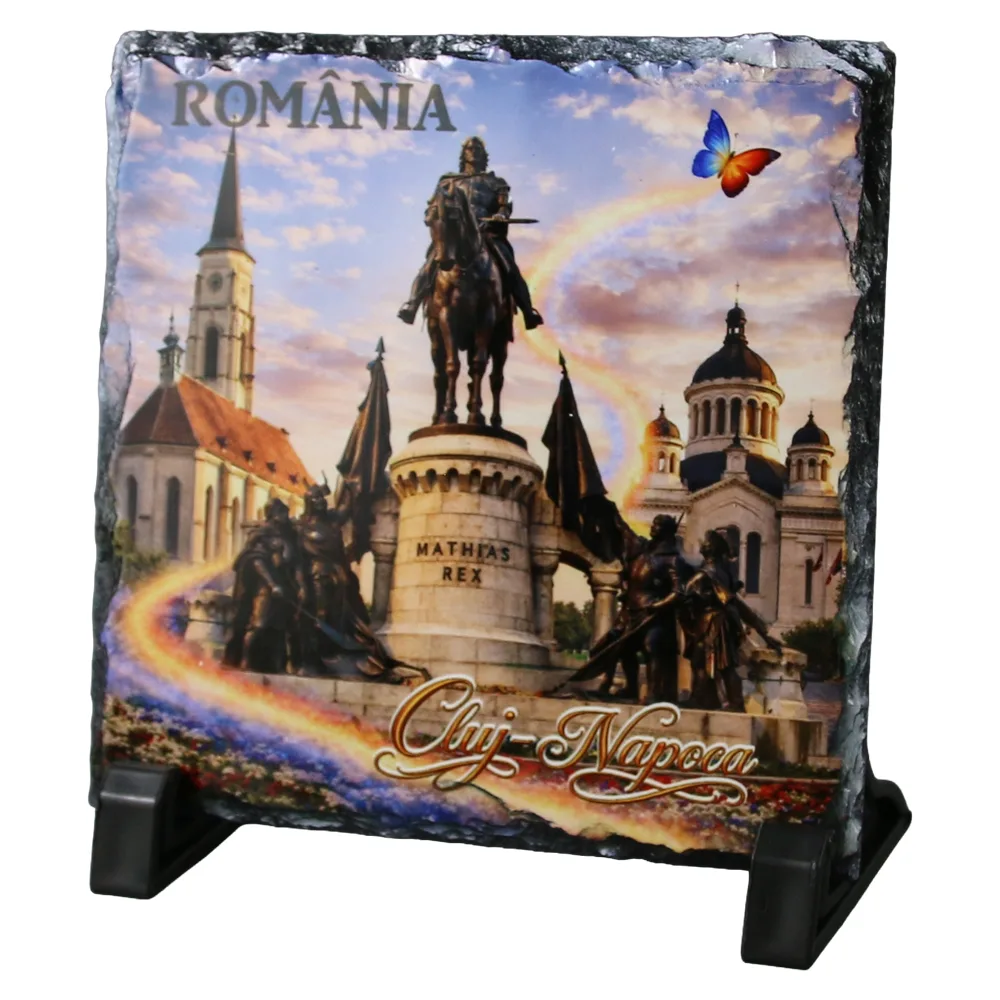 Placa din ardezie Cluj-Napoca 14 x 14 cm, Romania, fluture