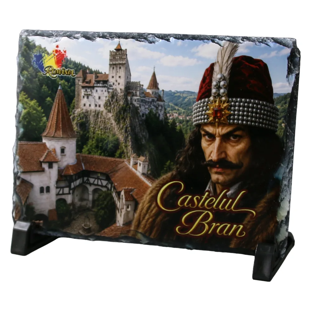 Placa din ardezie Castelul Bran 19 x 14 cm, Vlad Tepes
