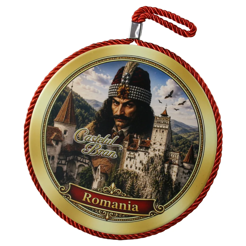Decor de perete din ceramica Castelul Bran 17 cm, Vlad Tepes, Romania