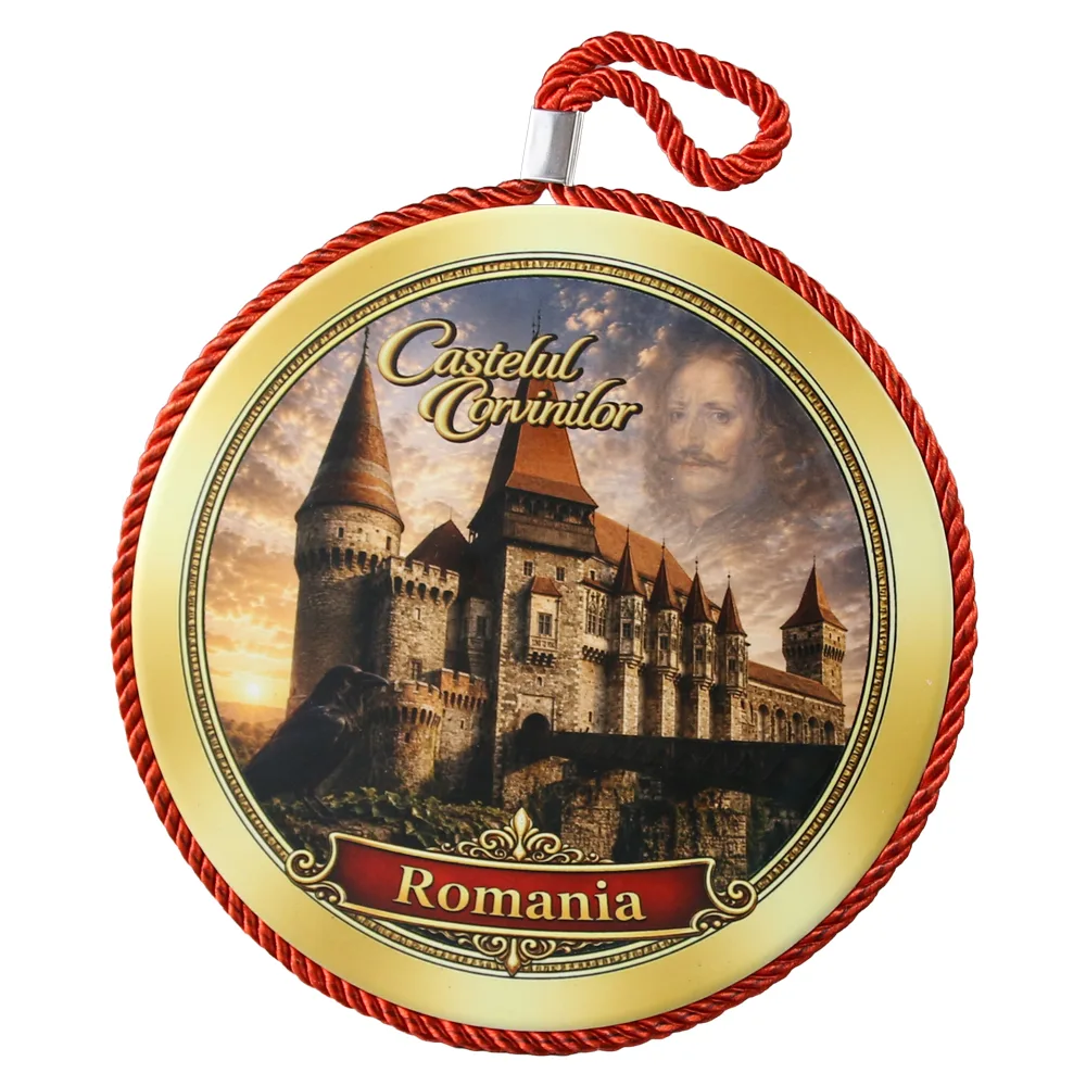 Decor de perete din ceramica Castelul Corvinilor 17 cm, Iancu de Hunedoara