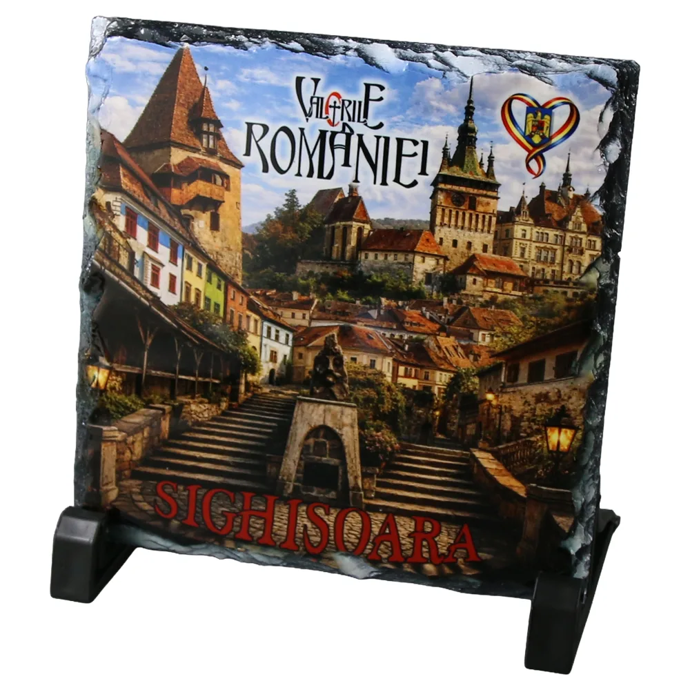 Placa din ardezie Sighisoara 19 x 14 cm, Valorile Romaniei