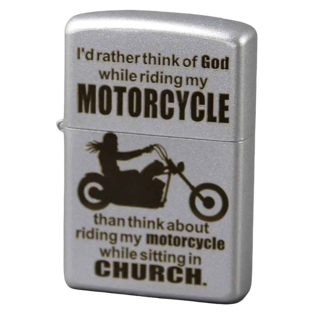 Bricheta metalica gravata "Motorcycle", 3.8 x 5.5 cm, argintie