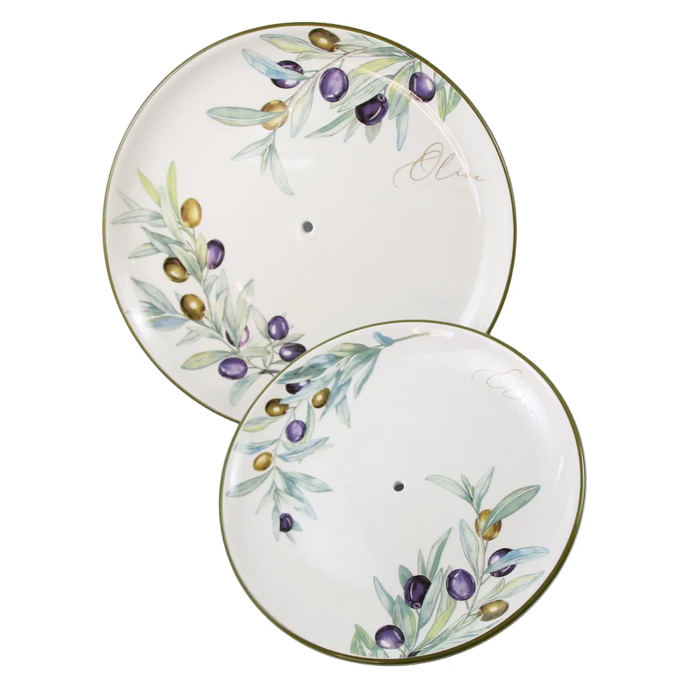 Platou etajat din ceramica cu 2 nivele Olive 26/21 cm, masline - imagine 2