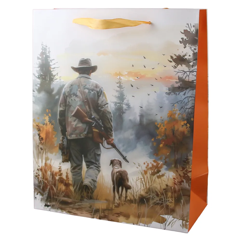 Punga cadou din hartie 26 x 32 cm, vanatoare