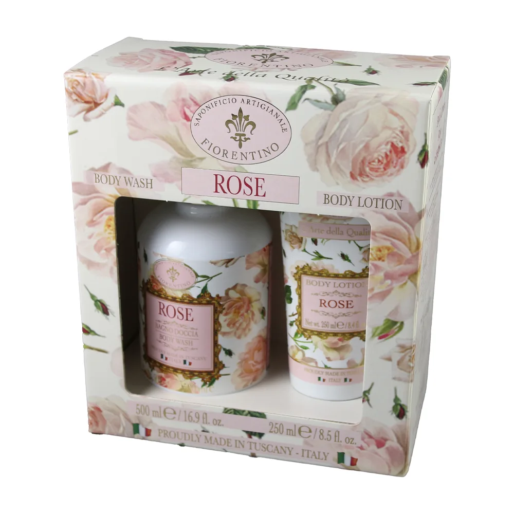 Set cadou pentru baie Florentino Rose 500 + 250 ml - gel de dus si lotiune de corp - imagine 2