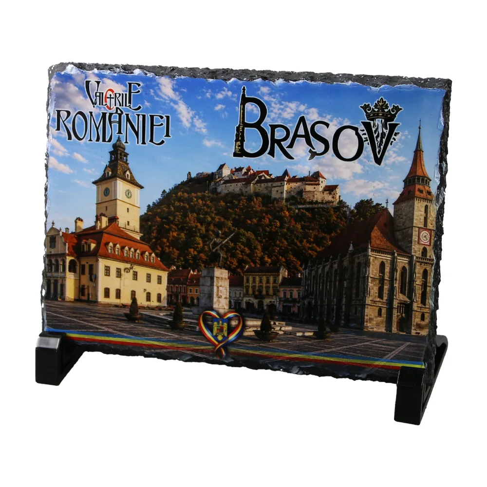 Placa din ardezie Brasov 19 x 14 cm, Valoriile Romaniei