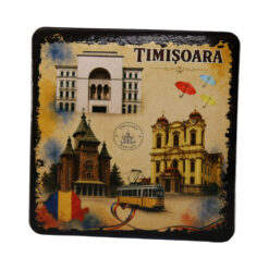Magnet de frigider din plastic Timisoara 7.5 x 7.5 cm, vintage