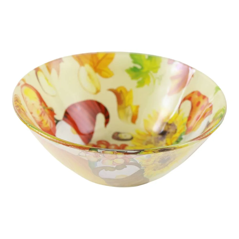 Bol din sticla cu decor de toamna si spiridusi 15 x 5.5 cm - imagine 2