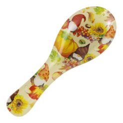 Suport lingura din sticla cu decor de toamna si spiridusi 7.5 x 21 cm