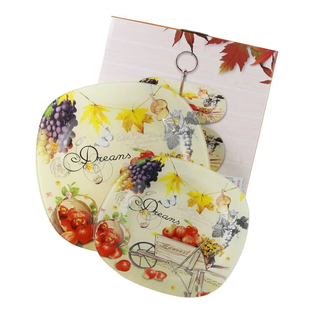 Platou etajat din sticla cu 2 nivele, decor de toamna 25/20 cm - imagine 2