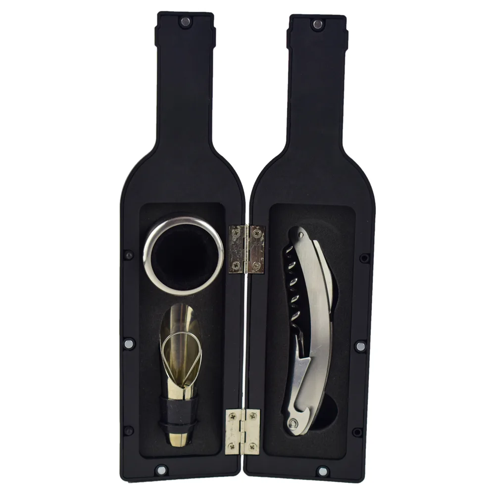 Set 3 accesorii de vin in cutie cu forma de sticla 24 CM - imagine 3