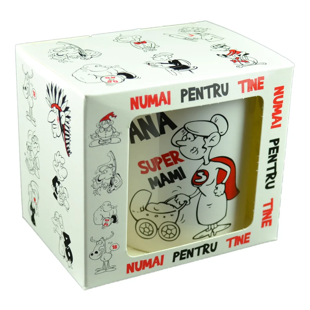 Cana ceramica 300 ml "Super mami", in cutie decorativa - Funny Mug