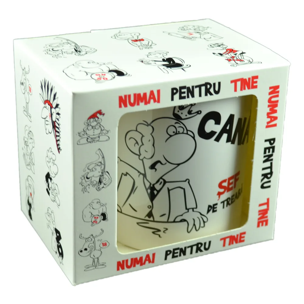 Cana ceramica 300 ml "Sef de treaba", in cutie decorativa - Funny Mug