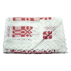 Fata de masa artizanat 90x45 CM Alb/Rosu, 80 % bbc, 20 % acril