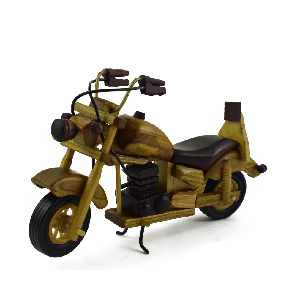 Motocicleta vintage din lemn 26 CM, Macheta - imagine 3