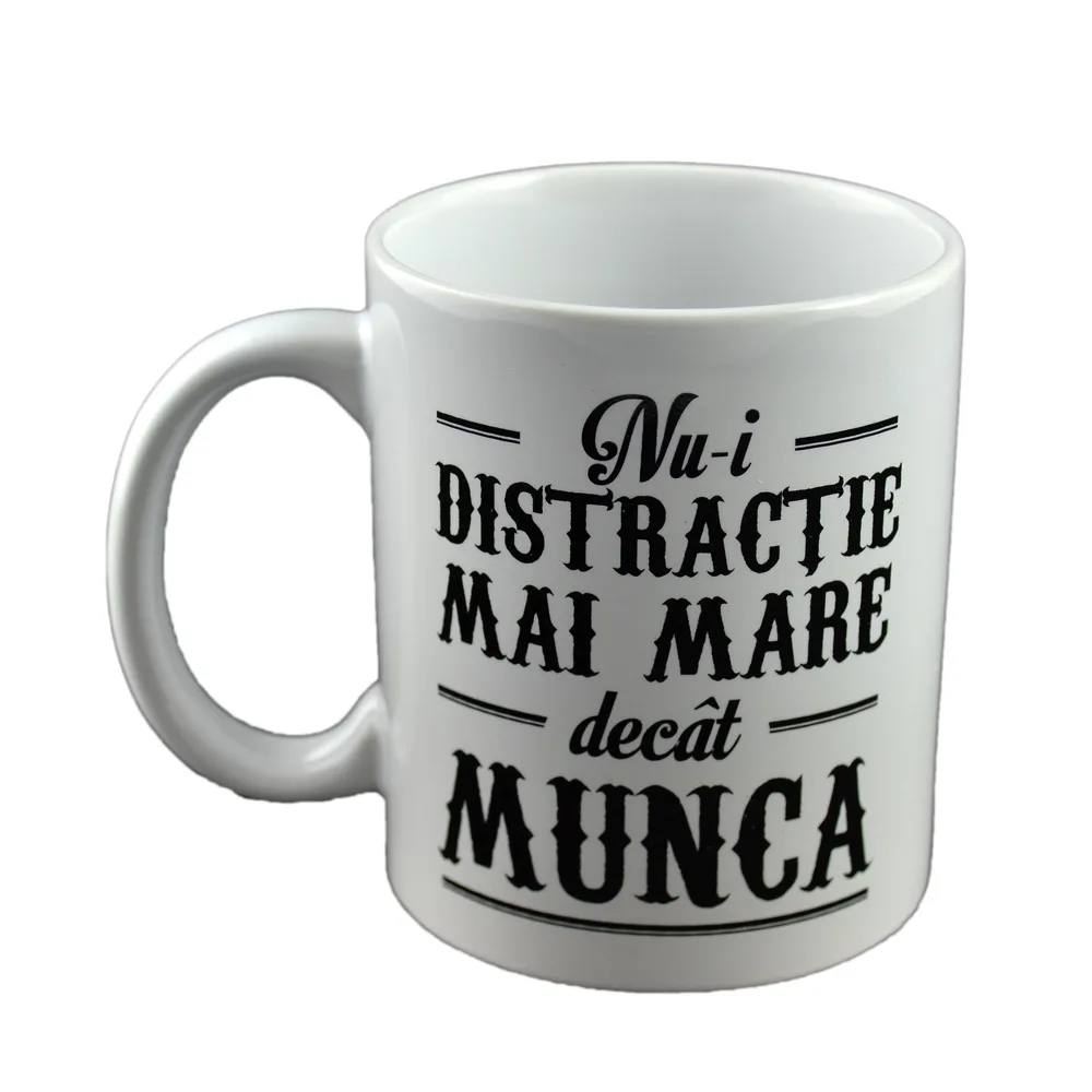 Cana ceramica Boss Mug 300 ml "Nu-i distractie mai mare decat munca", in cutie decorativa - imagine 2