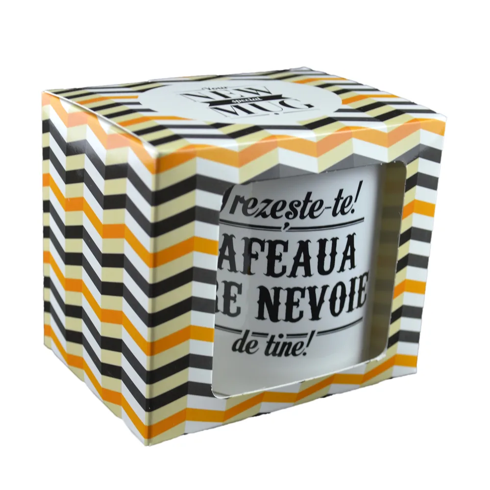 Cana ceramica Boss Mug 300 ml "Trezeste-te! Cafeaua are nevoie de tine!", in cutie decorativa