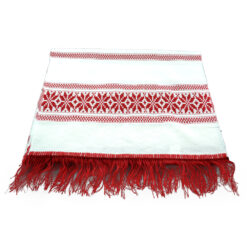 Stergar artizanal traditional 150x47 cm, Alb/Rosu