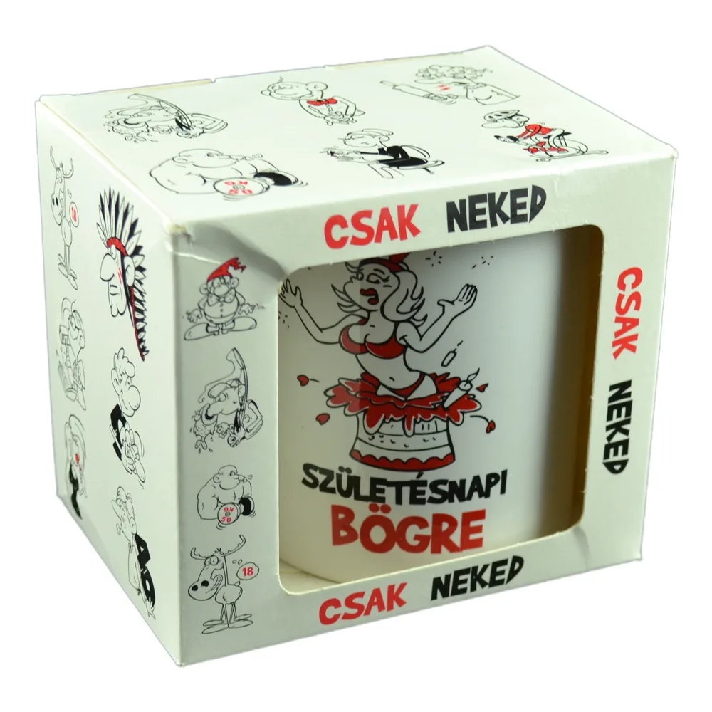 Cana ceramica 300 ml "Szuletesnapi bogre", in cutie decorativa - Funny Mug