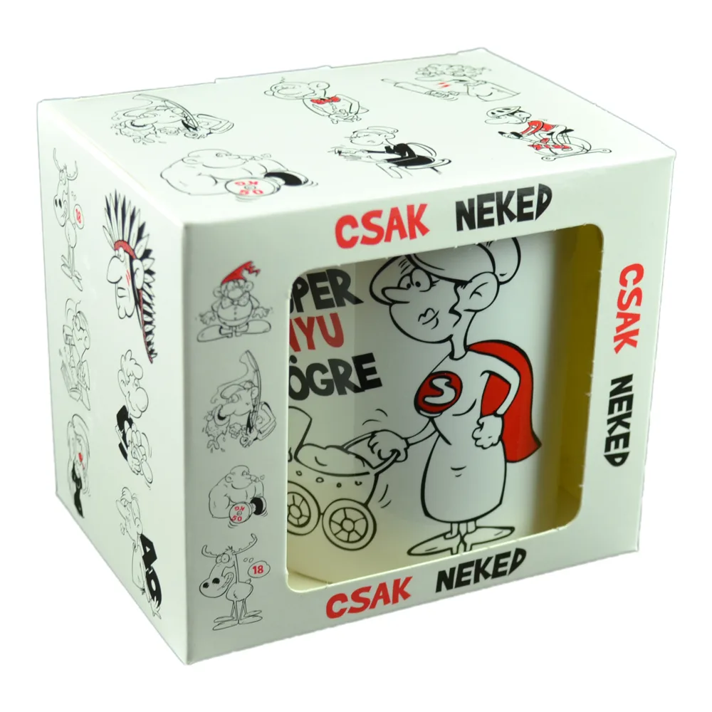 Cana ceramica 300 ml "Szuper anyu bogre", in cutie decorativa - Funny Mug