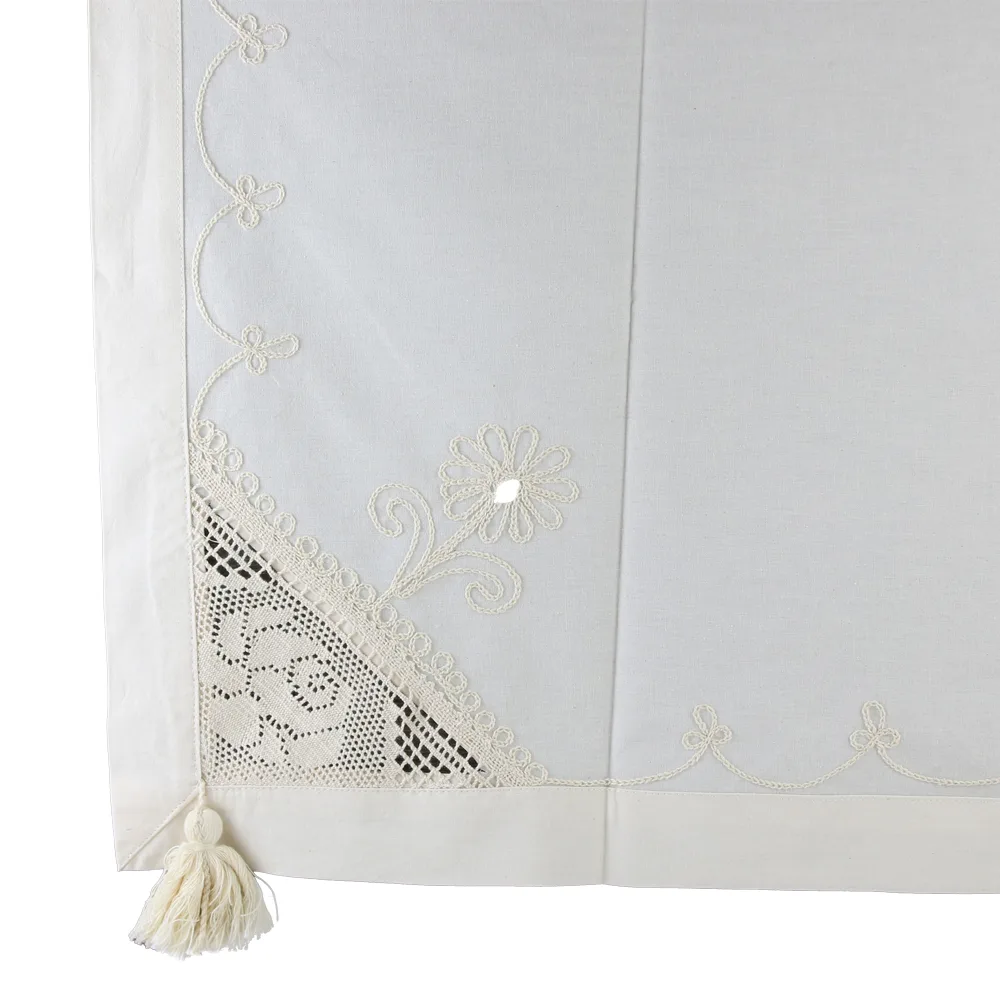 Fata de masa tip runner din bumbac 50 x 180 cm, cu dantela si broderie