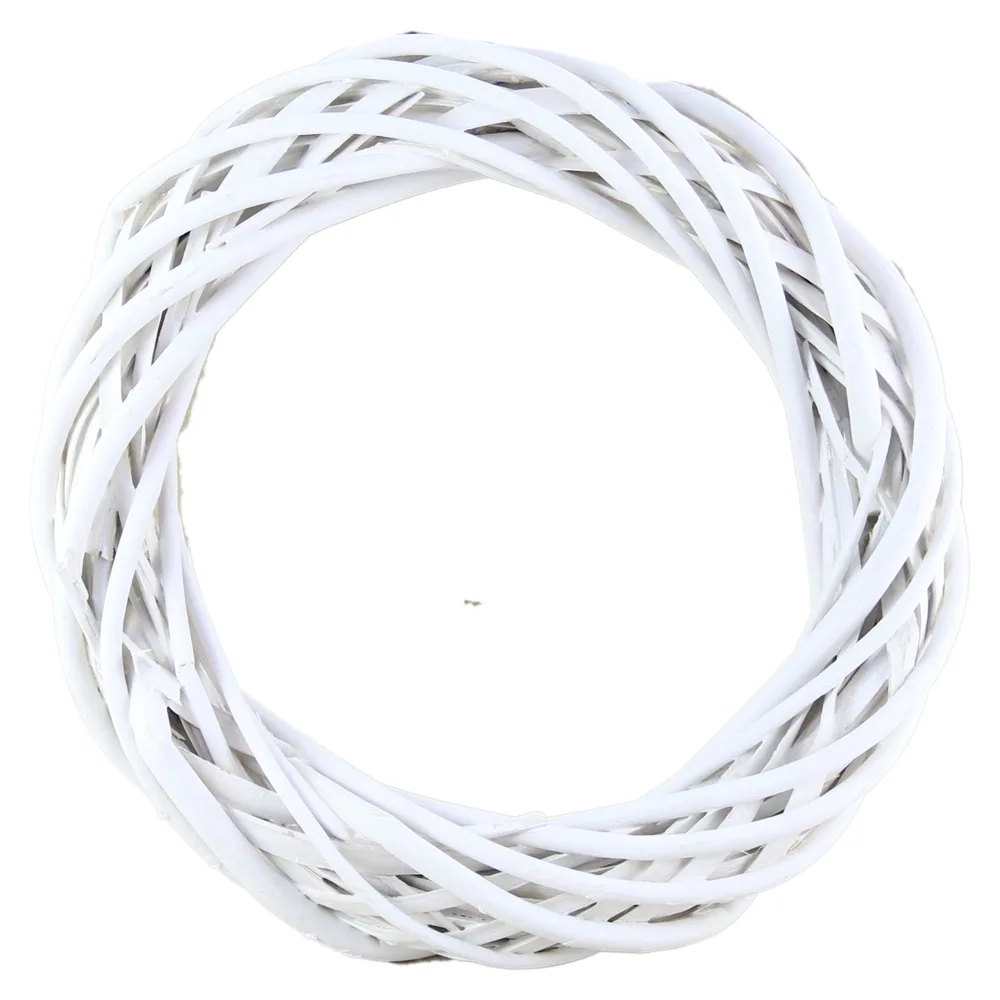 Coroana pentru decor din rachita 25 CM, Alb